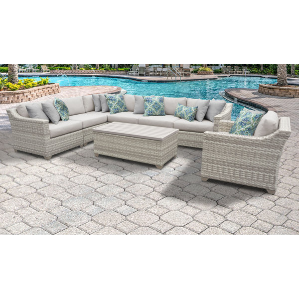 Beachcrest Home Gerrald 8 Piece Sectional Seating Group with Cushions